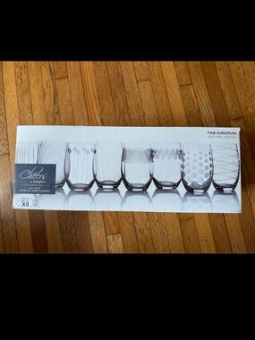 Mikasa CHEERS Stemless Crystal Wine Glasses NIB Set Of 8